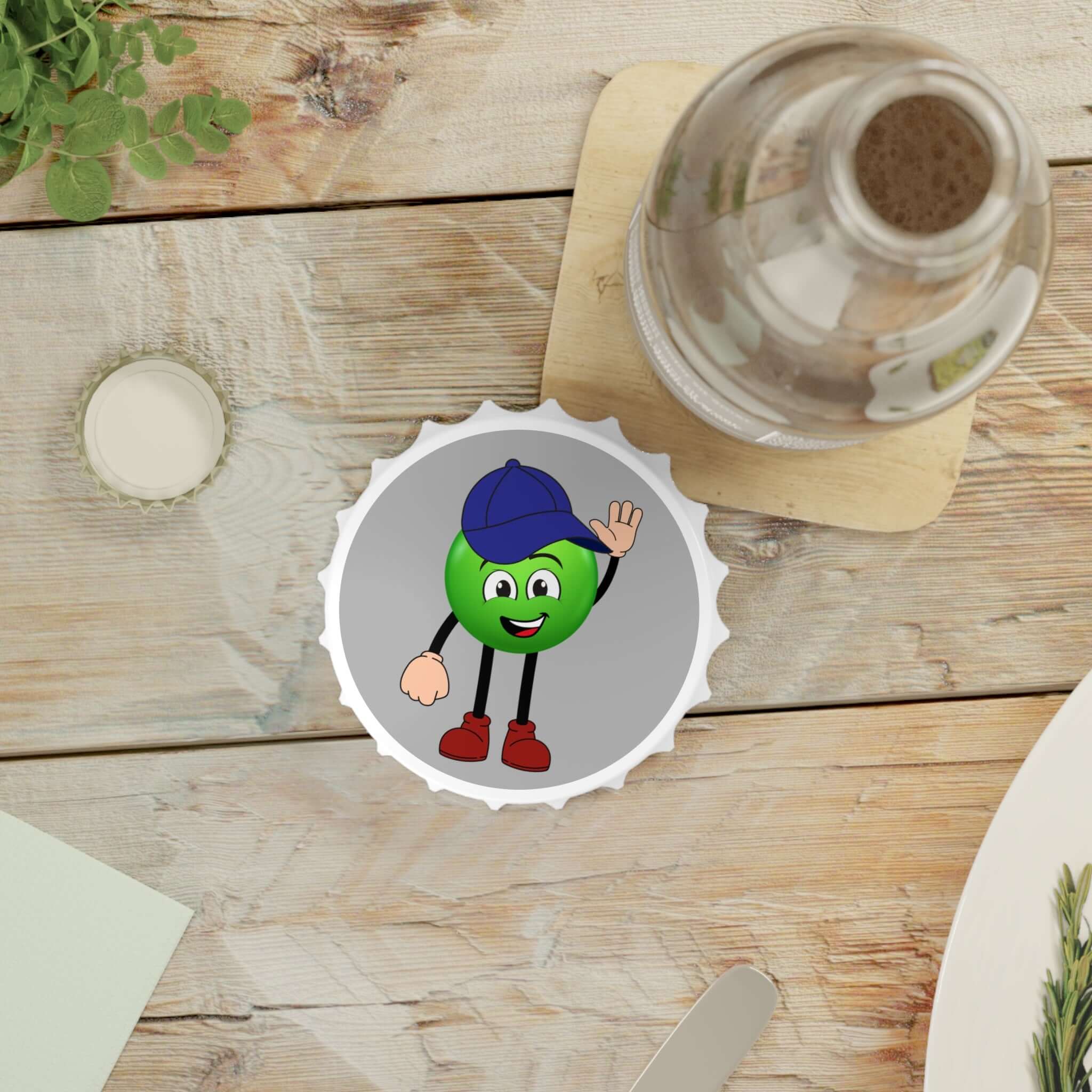 Flaschenöffner mit Maskottchen und Kappe Ein Flaschenöffner, der nicht nur praktisch ist, sondern auch durch sein verspieltes Design auffällt. Das Maskottchen mit Kappe sorgt für gute Laune und macht ihn zu einem echten Hingucker.  Design: Lustiges Maskot