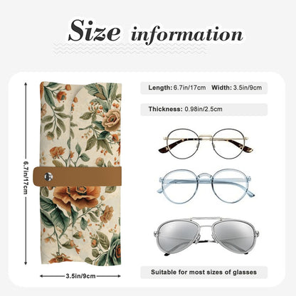 Brillenetui aus PU-Leder mit Blumenmuster, passend für verschiedene Brillengrößen, Material: Mikrofaser-PU-Leder, Größe: 6,7x3,5 Zoll.