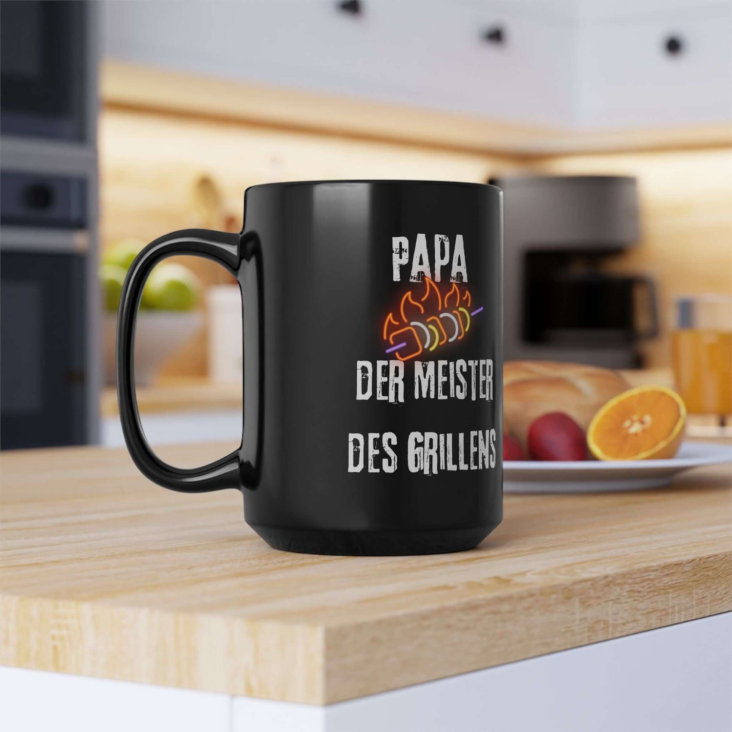 Kaffeetasse – „Papa Der Meister Des Grillens“ Eine Tasse, die nicht nur praktisch ist, sondern auch eine humorvolle Botschaft vermittelt. Mit dem Spruch „Papa Der Meister Des Grillens“ wird sie zum perfekten Geschenk für alle Grillmeister.  Design: Auffäl