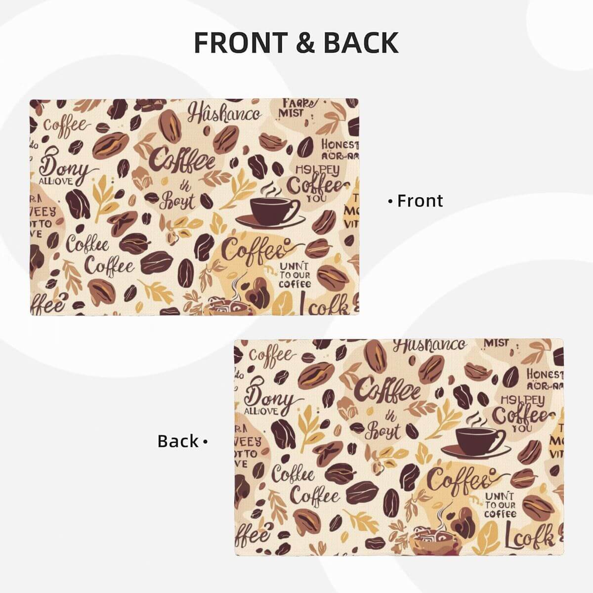 Doppellagige Tischsets aus Leinenimitat mit beidseitigem Kaffeetassen-Design und Isolierungsschutz.