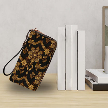 Clutch-Geldbörse für Damen aus PU mit floralen Mustern, ideal für Karten und Bargeld. Perfekte Kombination aus Stil und Funktionalität.