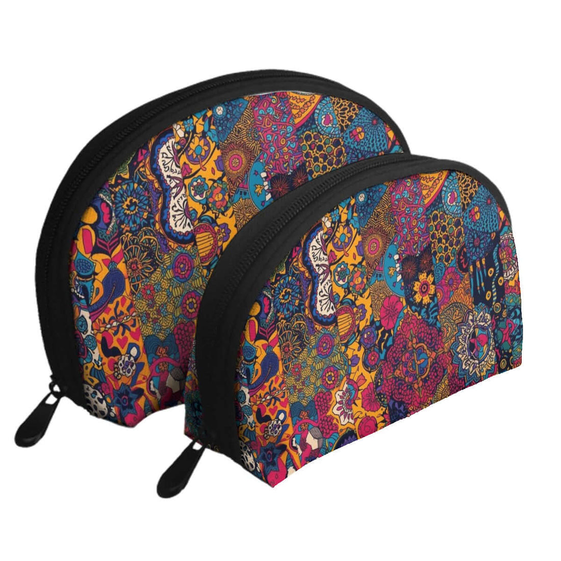 Storage Bags Set of 2 with vibrant patterns, large and small sizes, made of polyester with zipper closure for PU-Tragetasche für Damen.