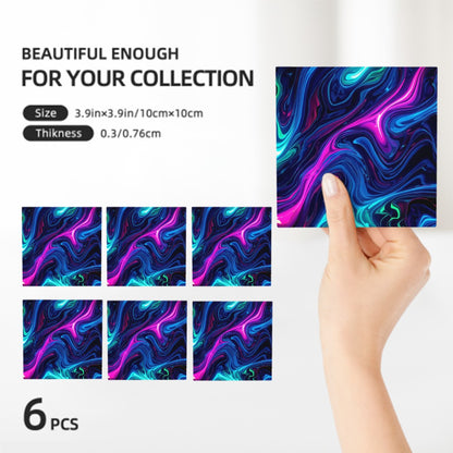 Bunte quadratische Keramikuntersetzer, 6 Stück, einseitiges Design, handgehalten, perfekt für moderne Einrichtungsstile.