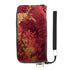 Clutch Wallet for Women with red and gold floral print, made of high-quality PU, featuring large capacity and card slots. Clutch-Geldbörse für Damen.