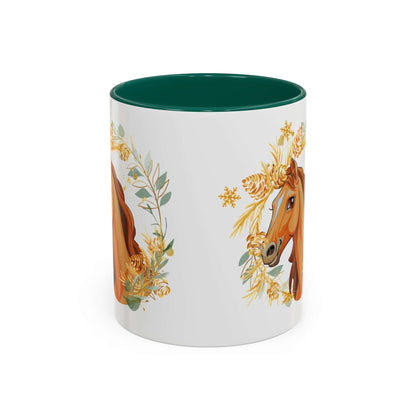 Kaffeetasse mit Pferdemotiv und Blumenmuster