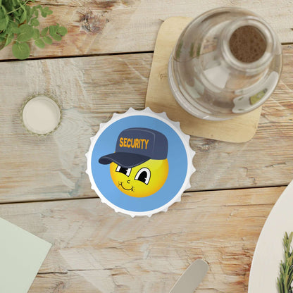 Flaschenöffner mit Sicherheits-Smiley Ein Flaschenöffner, der Funktionalität mit einem witzigen Design verbindet. Der Sicherheits-Smiley sorgt für gute Laune und macht ihn zu einem originellen Begleiter im Alltag.  Design: Auffälliger Sicherheits-Smiley –