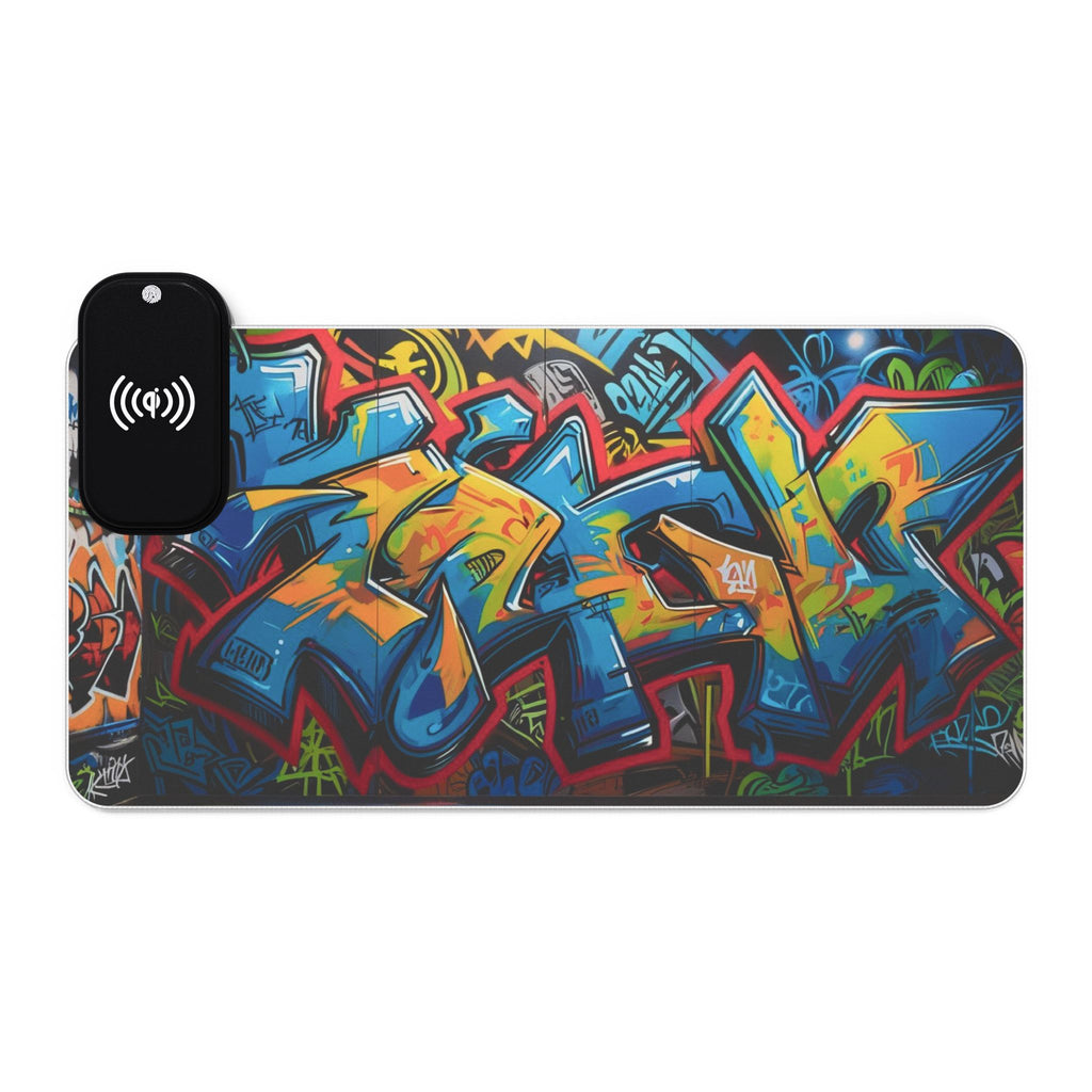 LED-Gaming-Mauspad – Kabelloses Laden, buntes Graffiti-Design