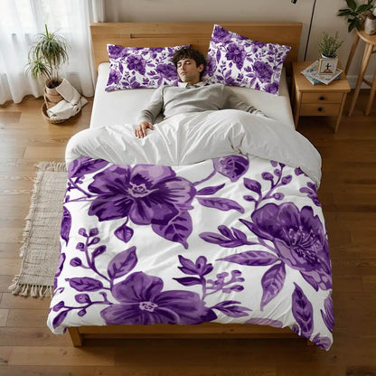 Komplettes Bettwäscheset aus 90GSM Polyester mit floralem Design im Schlafzimmer, Bettdecke 80x90 und Kissenbezüge 30x20-2 Stück.