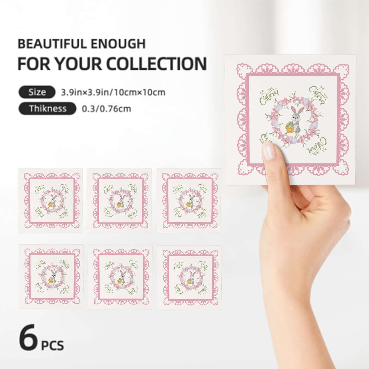 Quadratische Keramikuntersetzer, 6 Stück mit dekorativem Design, umweltfreundlich und sicher, Größe 4x4 Zoll. Perfekt für Haushalte.