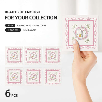 Quadratische Keramikuntersetzer, 6 Stück mit dekorativem Design, umweltfreundlich und sicher, Größe 4x4 Zoll. Perfekt für Haushalte.