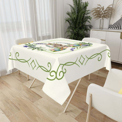 Quadratische Tischdecke Ostermotiv aus Polyester, 54"x54", Sublimationsdruck, wasserabweisend und wiederverwendbar, Tischdekoration.