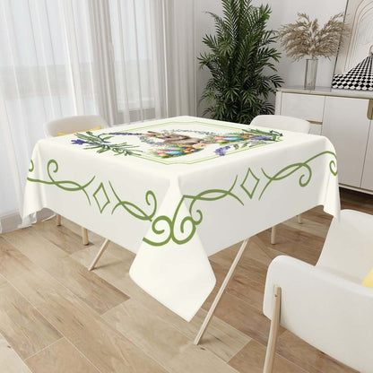 Quadratische Tischdecke Ostermotiv aus Polyester 54"x54" Sublimationsdruck, wasserabweisend, dekorativ für Ostern, Tischschutz.