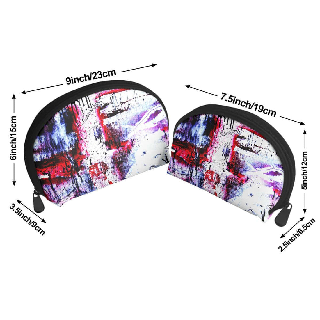 Aufbewahrungsbeutel-Set aus Polyester mit sublimiertem Druck, Set in zwei Größen: 9"x3,5"x6" und 7,5"x2,5"x5"; Reißverschluss-Design
