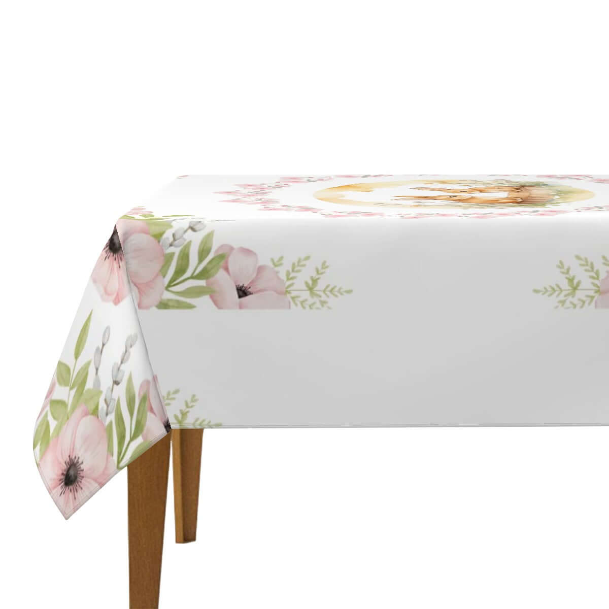 Quadratische Tischdecke Ostermotiv aus Polyester, 54x54, einseitig bedruckt für Osterdekoration mit wasserabweisendem Stoff.