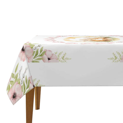 Quadratische Tischdecke Ostermotiv aus Polyester, 54x54, einseitig bedruckt für Osterdekoration mit wasserabweisendem Stoff.