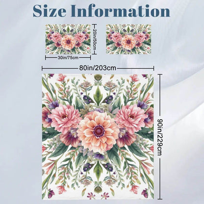 Size information for Full Duvet Cover Set with floral design, 90GSM polyester, includes 80x90 duvet and 30x20 pillowcases.