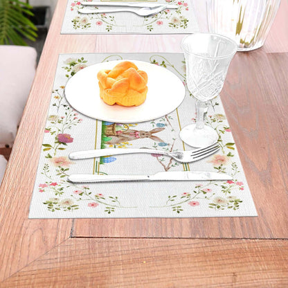 Tischset aus gewebtem PVC mit floralem Design, 18x12 Zoll, hitzebeständig und rutschfest, ideal zum Schutz von Oberflächen bis 80°C.