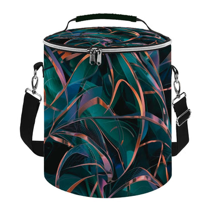 Camping-Kühltasche in modernem Design, tragbar und isoliert, wasserdicht, perfekt für Outdoor-Aktivitäten, aus Polyester, sublimiert bedruckt.