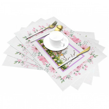 Tischset aus gewebtem PVC mit floralem Design, hitzebeständig und kratzfest, ideal für Tischdekoration, Produktdetails ansehen