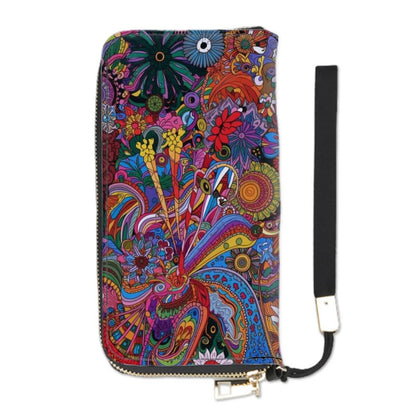 Clutch-Geldbörse für Damen mit buntem, doppelseitigem UV-Druckdesign aus hochwertigem PU, ideal für Karten, Bargeld und Handy.