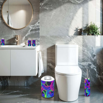 Badezimmer-Accessoires-Set, 5-teilig aus Plastik in modernem Bad, inklusive Zahnbürstenbecher und mehr, Details für Badezimmer-Accessoires-Set ansehen.