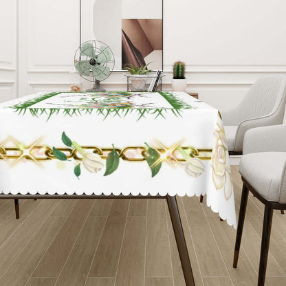 Rechteckige Tischdecke mit Wellenrand Ostermotiv, 100% Polyester, 72x54, einseitiger Sublimationsdruck, wasserdicht, dekorativer Schutz