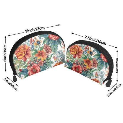 Aufbewahrungsbeutel-Set (2 Stück) mit Blumendesign, große Tasche 9x3,5x6 Zoll, kleine Tasche 7,5x2,5x5 Zoll, aus Polyester.