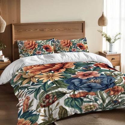 Komplettes Bettwäscheset mit floralem Design aus 90GSM Polyester, Bettbezug 80x90, Kissenbezüge 30x20 jeweils, sublimierter Druck.