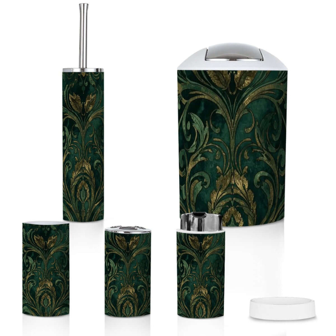 Badezimmer-Accessoires-Set, 5-teilig, von hochwertigem Plastik mit edlem Design, inklusive Zahnbürstenhalter und Becher, langlebig und wasserdicht.