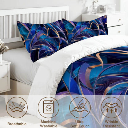 Komplettes Bettwäscheset aus 100% Mikrofaser mit Sublimationsdruck, blaues Design, Maße Bettdecke 80"x90", Kissenbezüge 30"x20".