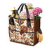 Gartengerätetasche aus Oxford-Stoff mit Blumendruck, gefüllt mit Gartengeräten und Blumen, 11,8"x5,5"x11,4" Größe.