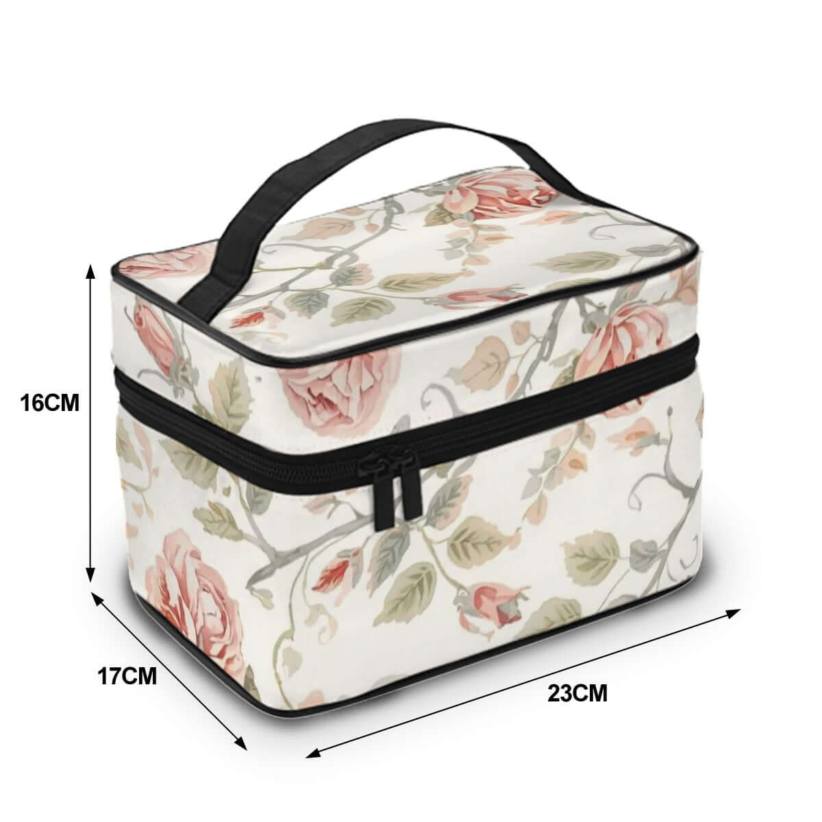 Tragbare Reise-Kosmetiktasche aus Polyester, 9"x6,7"x6,3" mit floralem Design, großem Fassungsvermögen, ideal zum Reisen.