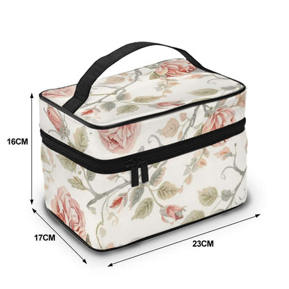 Tragbare Reise-Kosmetiktasche aus Polyester, 9"x6,7"x6,3" mit floralem Design, großem Fassungsvermögen, ideal zum Reisen.