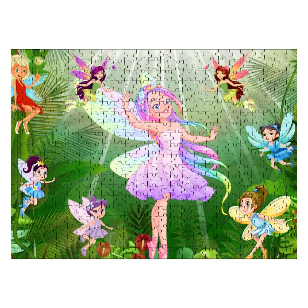 500-teiliges Holzpuzzle (horizontal) mit Feenmotiv, UV-Druck auf hochwertigem Lindenholz, langlebig, sicher und ungiftig.