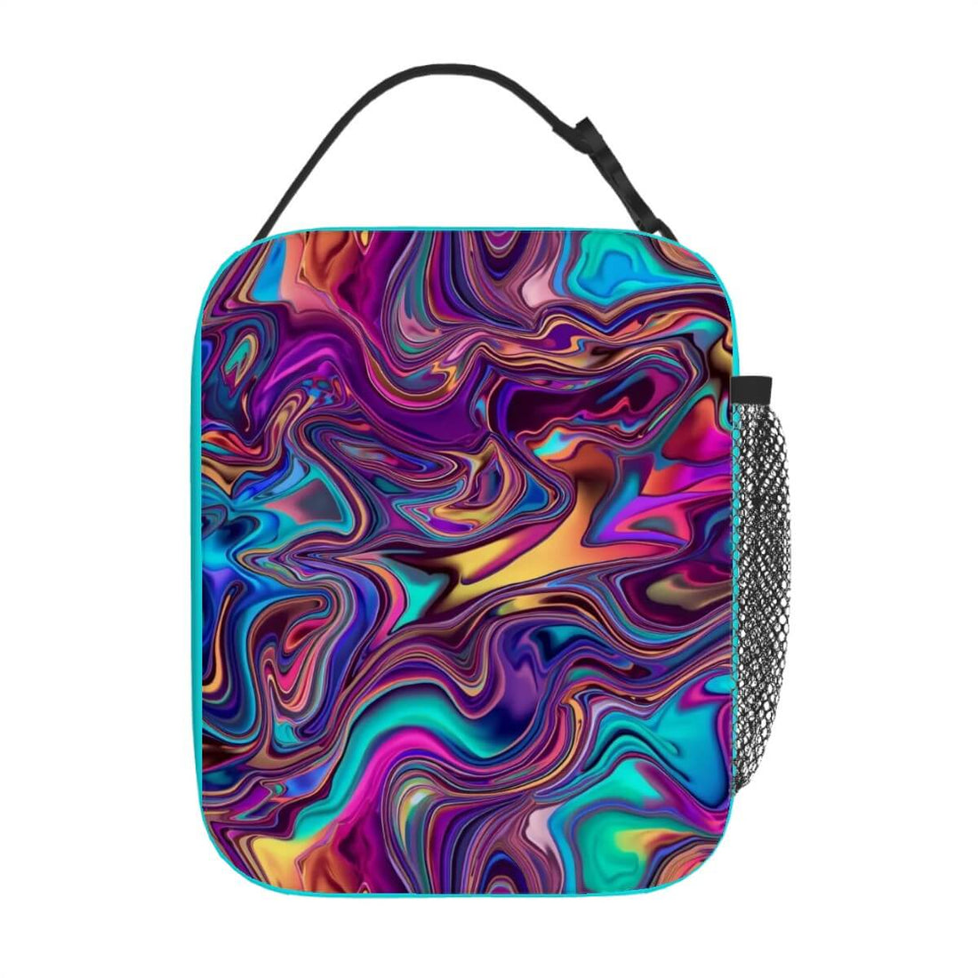 Lunchtasche mit schönem Design aus Oxford-Stoff mit buntem Muster und lebensmittelsicherer PEVA-Beschichtung.