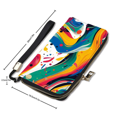 Bunte Clutch-Geldbörse für Damen aus PU mit UV-Druck und großer Kapazität. Enthält Aufbewahrungsbeutel-Set (2 Stück).