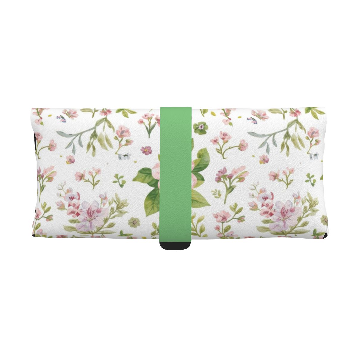 Brillenetui aus PU-Leder mit Blumendesign und grünem Verschluss, ideal zum Schutz von Gläsern, 6,7"x3,5" Größe