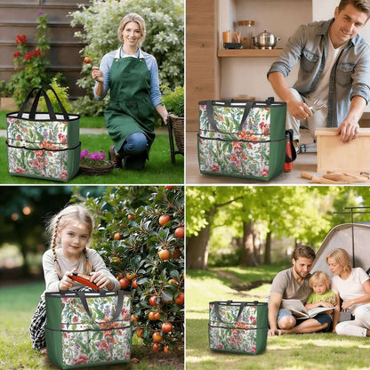 Gartengerätetasche aus Oxford-Stoff mit Blumendesign, ideal für den Garten und zum Organisieren, langlebig und wasserfest.