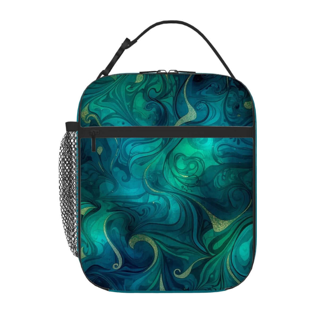 Lunchtasche mit ein schönes Design aus Oxford-Stoff in Blau und Grün, verdickte Zwischenschicht, PEVA-Beschichtung, modern und stilvoll.