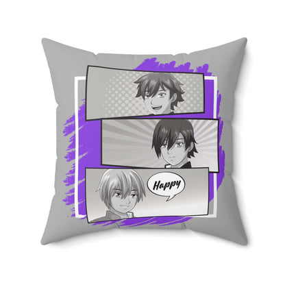 Anime-inspiriertes quadratisches Kissen, Dekokissen für Anime-Fans - Design-Familientruhe