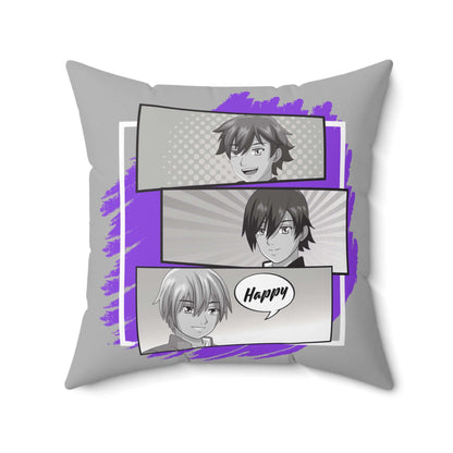 Anime-inspiriertes quadratisches Kissen, Dekokissen für Anime-Fans - Design-Familientruhe