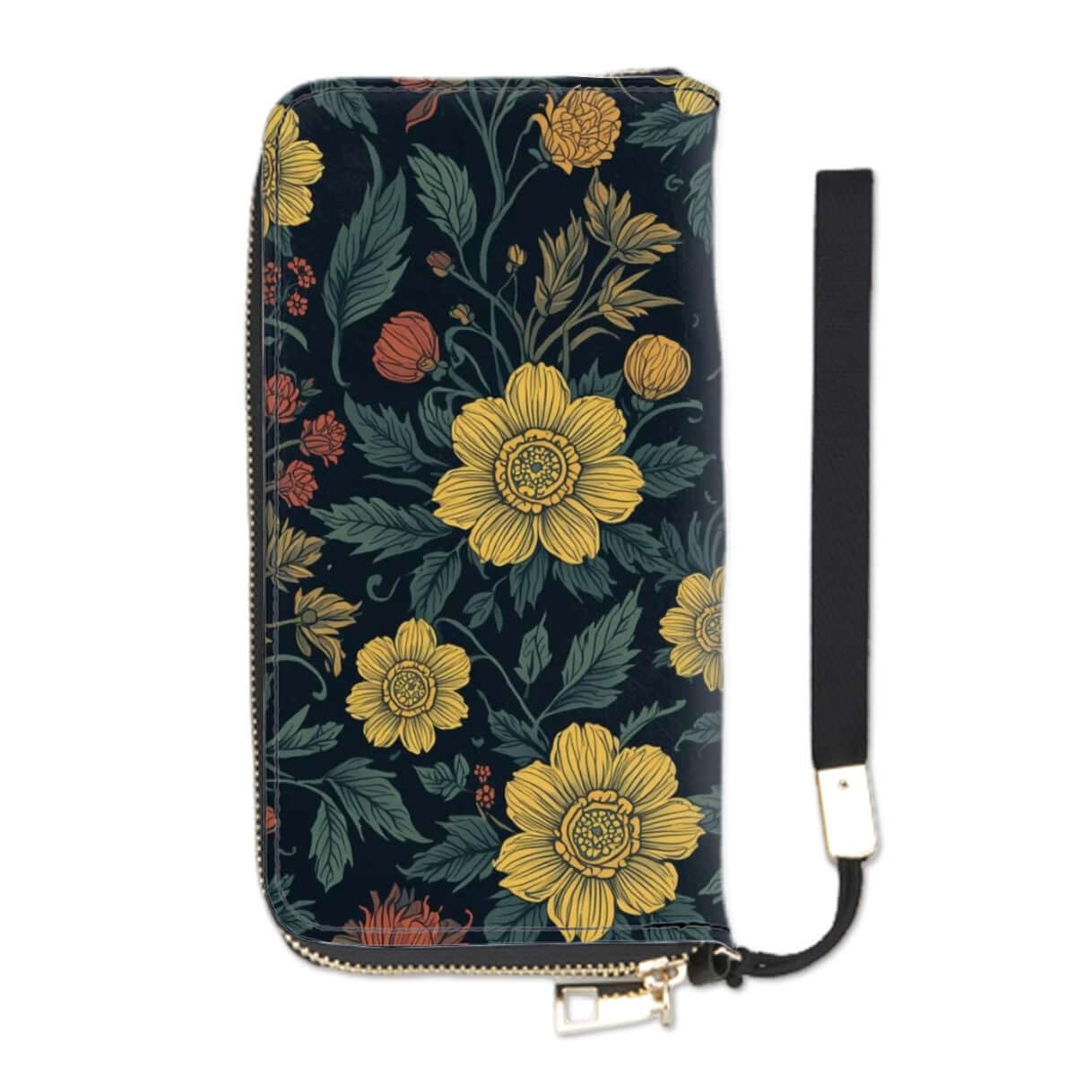 Clutch-Geldbörse für Damen aus PU, doppelseitiger Druck mit Blumenmuster, großartige Kapazität für Karten und Bargeld.