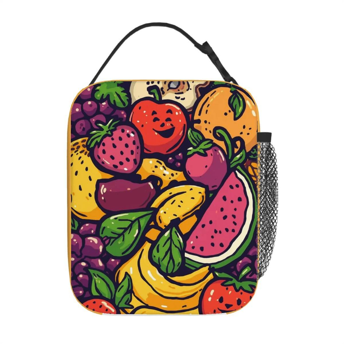 Lunchtasche mit ein schönes Design aus Oxford-Stoff mit buntem Fruchtmuster, ideal für Lebensmittelaufbewahrung mit PEVA-Beschichtung.