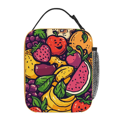 Lunchtasche mit ein schönes Design aus Oxford-Stoff mit buntem Fruchtmuster, ideal für Lebensmittelaufbewahrung mit PEVA-Beschichtung.