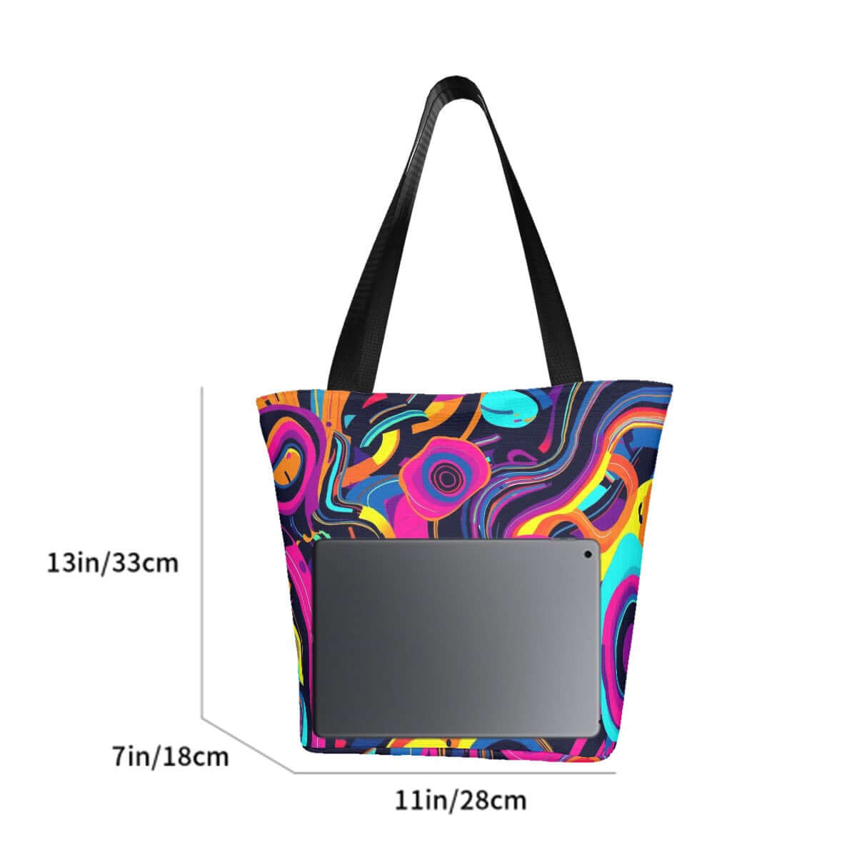 Bunte Schultertasche zum Einkaufen für Damen, 11x7x13 Zoll, aus Polyester mit sublimiertem Druck, reißfest, ideal für den Alltag.