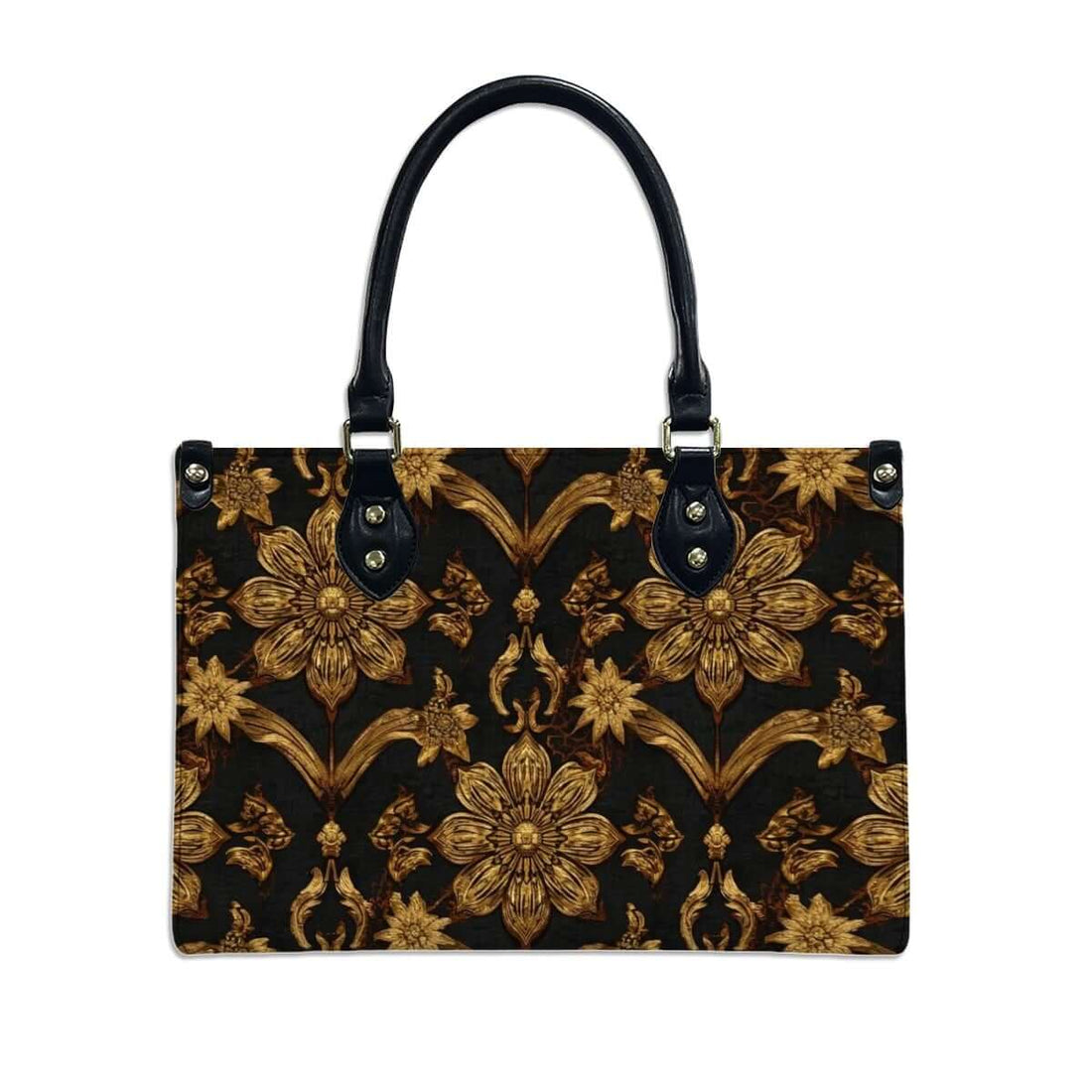 PU Tote Bag for Women with black handles and floral UV-printed design, showcasing stylish and durable pattern. Details für PU-Tragetasche für Damen ansehen.
