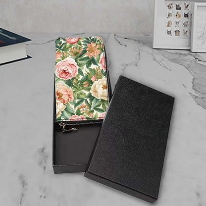 Clutch-Geldbörse für Damen in Blumenmuster mit Geschenkbox, aus hochwertigem PU-Stoff, doppelseitiger UV-Druck, große Kapazität.