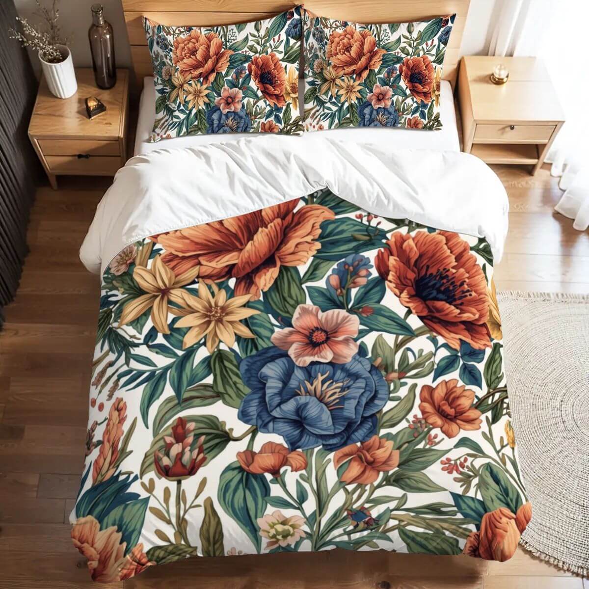 Komplettes Bettwäscheset in floralem Design mit Polyester, Bettbezug 80x90, Kissenbezüge 30x20, Sublimationsdruck, langlebig und weich.