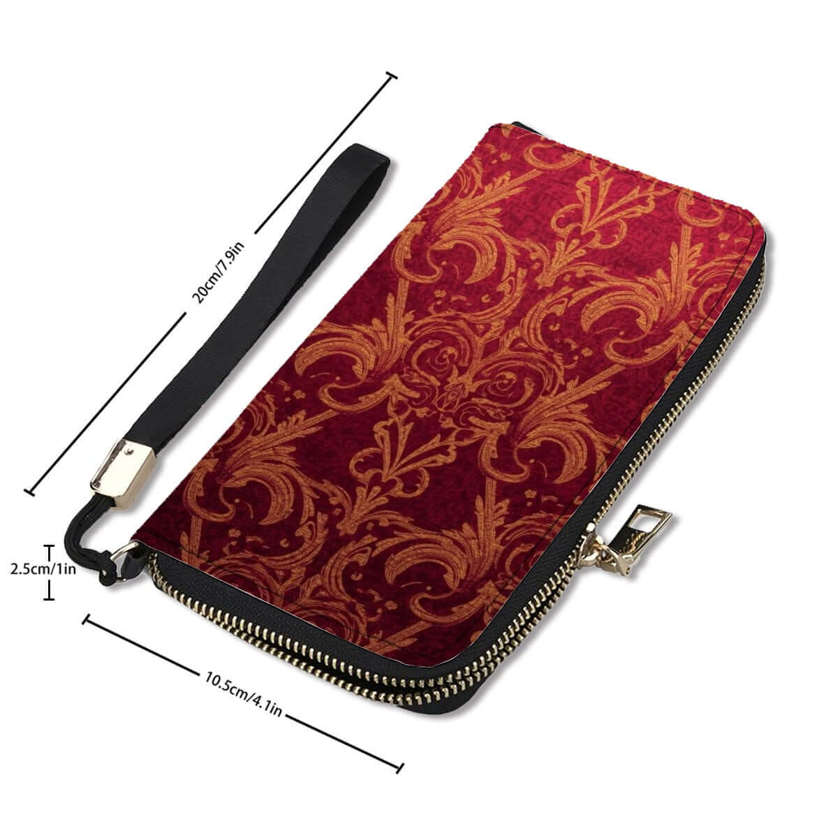 Clutch-Geldbörse für Damen, PU Material, doppelseitiger UV-Druck, Aufbewahrungsbeutel-Set (2 Stück), Rot mit Blumenmuster, großformatig