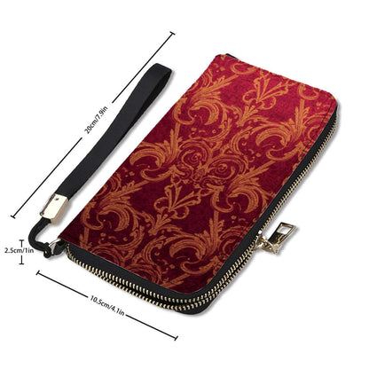 Clutch-Geldbörse für Damen, PU Material, doppelseitiger UV-Druck, Aufbewahrungsbeutel-Set (2 Stück), Rot mit Blumenmuster, großformatig